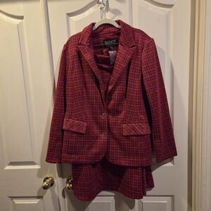 NEW Isaac Mizrahi Estate Large Blazer Jacket 1X Skirt Set Pink Plaid  READ Pleas